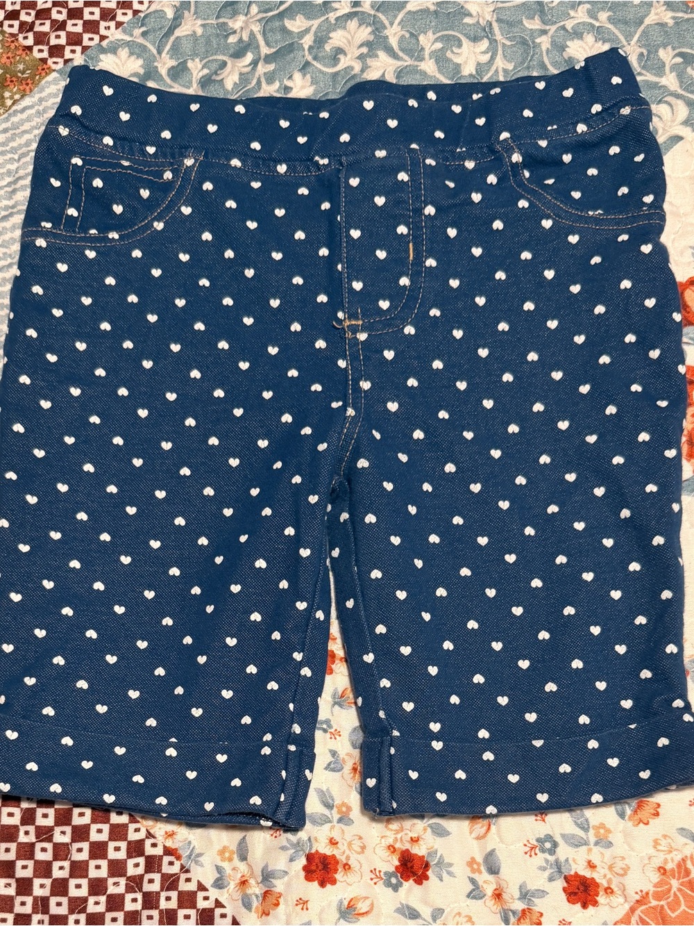 Girls - Epic Threads Heart Print Jegging Bermuda Shorts Size 5 Blue & White